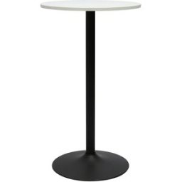 Miliboo Table haute design ronde blanche et métal noir D60 cm CALISTA