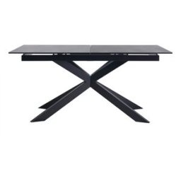 Miliboo Table à manger extensible en céramique noire et métal L168-210 cm MELZA