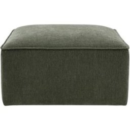 Miliboo Pouf repose pieds en tissu effet velours vert kaki KERRY