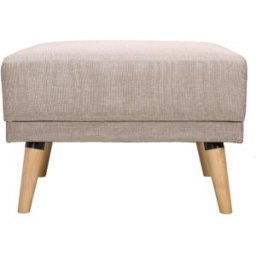 Miliboo Pouf repose-pieds scandinave en tissu beige et bois clair ULLA