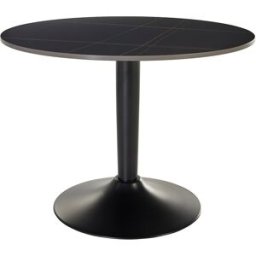 Miliboo Table basse design ronde en céramique noire et métal D60 cm MALOU