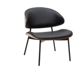 Miliboo Fauteuil noir, bois foncé et métal noir FABULO