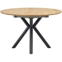 Miliboo Table à manger ronde extensible en bois clair chêne massif et métal L120-170 cm OLGA