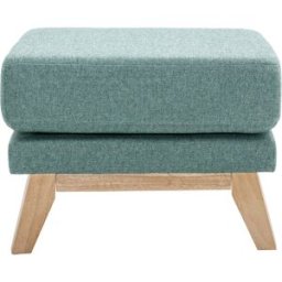 Miliboo Pouf repose-pieds déhoussable scandinave en tissu vert de gris et bois clair OSLO