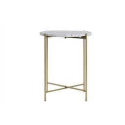 Miliboo Table d'appoint design ronde en terrazzo et métal doré D40 cm MEZZO