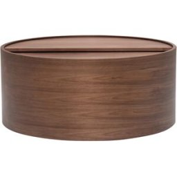 Miliboo Table basse ronde bois foncé noyer avec plateau pivotant et rangement D80 cm DALI
