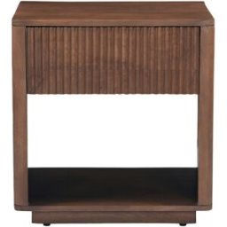 Miliboo Table de chevet avec tiroir en bois foncé manguier massif ALDA