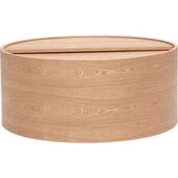 Miliboo Table basse ronde bois clair frêne avec plateau pivotant et rangement D80 cm DALI