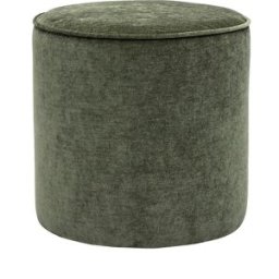 Miliboo Pouf rond en tissu effet velours vert kaki D40 cm PAUL
