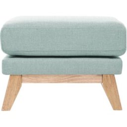 Miliboo Pouf repose-pieds déhoussable scandinave en tissu vert lagon et bois clair OSLO