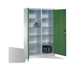 Armoire à outils C+P avec portes battantes, 10 compartiments intérieurs, H1950xL1200xP500mm Façade vert réséda Corps gris clair ; C + P Möbelsysteme (8931-311 S10126)