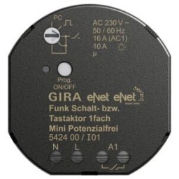 Gira Actionneur radio interrupteur/poussoir Mini 1f potentiel libre 542400 (542400)