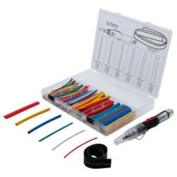 BGS Mini chalumeau à gaz chaud avec assortiment de gaines thermorétractables en couleur avec allumage piézo 162 pcs. ; BGS technic (70143)