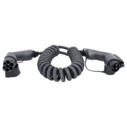 Câble de charge efuturo KS Tools spiralé, connecteur du type 2 vers le type 1, monophase, jusqu’à 7,4 kW, 32 A, 230 V, mode 3, 5 mètres (117.7330)