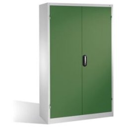 C + P Möbelsysteme Armoire à outils pour charges lourdes C+P avec portes battantes, 4 tablettes intérieures, H1950xL1200xP400mm Façade vert réséda Corps gris clair ; C + (8930-052 S10191)