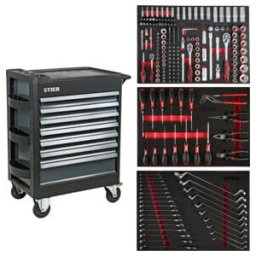 Servante d'atelier STIER Premium garnie, 223 pièces (906033)