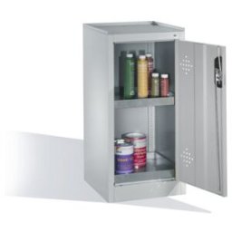 C + P Möbelsysteme Armoire d'appoint environnementale C+P avec porte pivotante, 2 tablettes pour bacs, H1020xL500xP500mm Façade gris clair Corps gris clair ; C + P Möbel (8721-315 S10141)