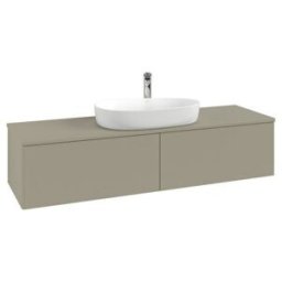 V&B; Meuble sous lavabo sans structure de façade - Éclairage Antao 160x50cm, H I P, WBP Lac, gris structuré m Lac ; Villeroy & Boch (L36050HK)