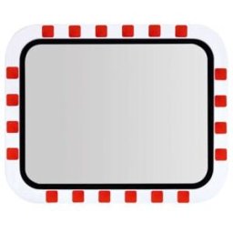 Moravia Miroir de circulation en inox 600 × 800 mm cadre rouge/blanc + collier (242.26.946)