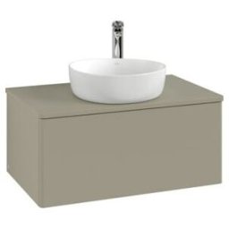 V&B; Meuble sous-lavabo sans structure de façade - Éclairage Antao 80x36x50cm, H I P, WBP Laqué, gris mat avec laqué ; Villeroy & Boch (L30050HK)
