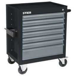 Servante d'atelier vide STIER BLACK-Edition, 884 x 696 x 490 mm, 7 tiroirs, charge max. 300 kg, chariot d'atelier, chariot d'outils, chariot de montage (903356)