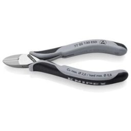 KNIPEX Coupe-câbles électronique ESD 77 02 130 ESD, 130 mm, poignées multi-composants, articulation traversante (77 02 130 ESD)