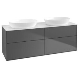 V&B; Meuble sous lavabo Finion 160x60cm, plan de travail blanc, anthracite mat, éclairage mural ; Villeroy & Boch (GA8100GK)