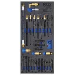 BGS Insert de servante d'atelier 1/3 : Jeu d’adaptateurs pour testeur de compression et de pertes de pression 30 pièces ; BGS technic (6960)