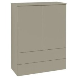 V&B; Highboard avec structure de façade, éclairage Antao 81,4x104x35,6cm, WBP Laqué, gris moyen Laqué ; Villeroy & Boch (L47100HK)
