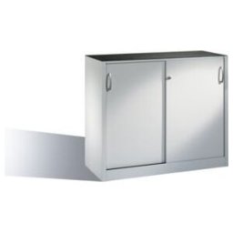 C + P Möbelsysteme Armoire à outils C+P avec portes coulissantes, 1 tablette à l'intérieur, H1000xL1200xP400mm avant gris clair corps gris clair gris clair ; C + P Möbel (2046-09 S10060)