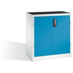C + P Möbelsysteme Armoire d'appoint C+P pour charges lourdes avec portes battantes, 1 tablette intérieure, H1000xL930xP500mm Façade bleu clair Corps gris clair ; C + P (8821-052 S10265)