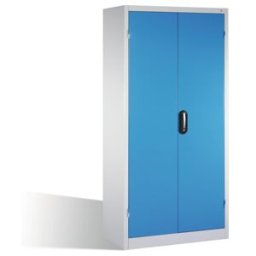 C + P Möbelsysteme Armoire pour charges lourdes C+P avec portes battantes, 3 tablettes et 3 tiroirs, H1950xL930xP600mm Façade bleu clair Corps gris clair ; C + P Möbelsy (8922-5230 S10108)