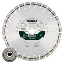 Set : 1 x meule de tronçonnage diamantée 230x22,23mm, « UP » + 1 x écrou de serrage rapide M 14 (628583000) ; Metabo (628583000)