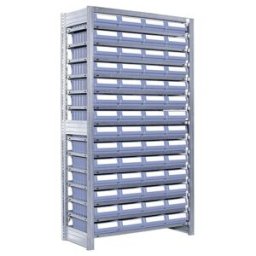 Rayonnages à tablettes équipés de bacs Bito RK p 524 x H 1850 bacs en bleu-gris (53030)