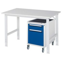 Rau Table de travail Tom réglable en hauteur KM08, L1250xP800xH760-1080mm, plateau M 22mm (06-625M80-12-KM08.11)