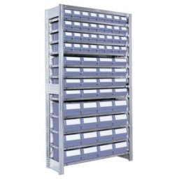 Rayonnages à tablettes équipés de bacs Bito RK p 324 x H 1850 bacs en bleu-gris (53012)