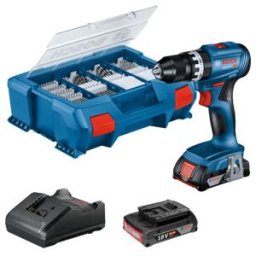Perceuse-visseuse sans fil GSB 18V-45 BOSCH, 2 batteries GBA 18V 2.0Ah, chargeur et L-CASE (06019K3306)