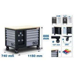 BGS Servante d’atelier, 2 x 5 tiroirs, 1 armoire, vide ; BGS technic (4199)
