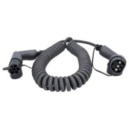Câble de charge efuturo KS Tools spiralé, connecteur du type 2 vers le type 2, monophase, jusqu’à 7,4 kW, 32 A, 230 V, mode 3, 8 mètres (117.7350)