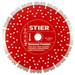 Disque diamant universel STIER Premium, Ø 300 mm, perçage 20,0mm, corps du support perforé, hauteur segment 12mm, meuleuse d'angle, coupe à sec (902700)