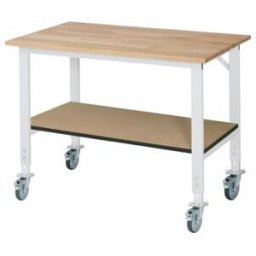 Rau Table de travail mobile (HV) Tom KM-01, L1250xP800xH910-1230mm, Plateau B 25mm (06-625B80-12-KM01.12)