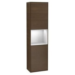 V&B; Armoire haute Éclairage mural Finion 41,8x151,6cm, droite, rég blanc m Lac, ven noyer ; Villeroy & Boch (G470MTGN)