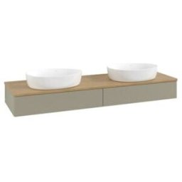 V&B; Meuble sous lavabo avec structure de façade, éclairage Antao 160x50cm, WBP chêne, gris moyen mat Lac ; Villeroy & Boch (L17111HK)