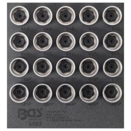 BGS Insert de servante d'atelier 1/6 : Jeu d’outils pour écrous antivol pour Volvo 20 pièces ; BGS technic (9653)