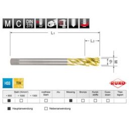 Taraud machine hélicoïdal DIN 376 HSS-TiN M 12 ; Ruko (2335120T)