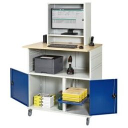 Table d'ordinateur Rau avec boîtier pour écran mobile LxPxH 1100x800x1100/1810mm (07-1023M3F.11)