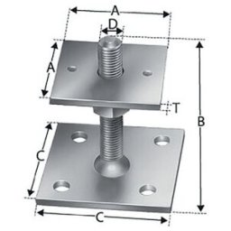 Pied de support ETA 07/0285 Type PPB80G- Longueur 208mm Largeur 80mm Epaisseur 8mm galvanisé à chaud ; SIMPSON Strong-Tie (PPB80G-B)