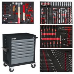 Servante d'atelier STIER Black garnie, 241 pièces (906029)