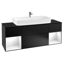 V&B; Meuble sous-lavabo Éclairage mural Finion 160 cm, Pl b m, Rg glo wh. Lac, bla m Lac ; Villeroy & Boch (G212GFPD)