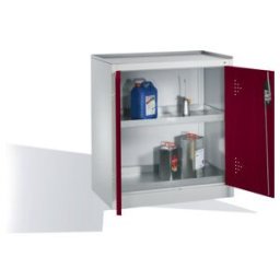 C + P Möbelsysteme Armoire d'appoint environnementale C+P avec portes battantes, 2 tablettes pour bacs, H1020xL930xP500mm Façade rouge rubis Corps gris clair ; C + P Möb (8821-315 S10151)